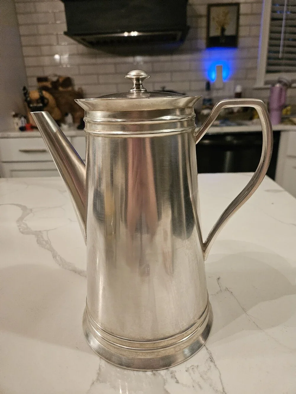 Pottery Barn Silver Stainless Steel Coffee/Tea Pot - Classic Metal Server